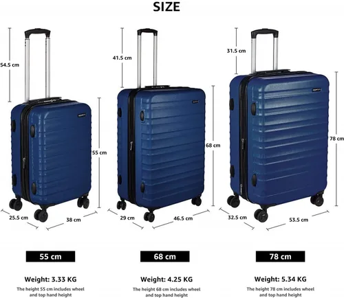 Miniatura 5 de Tienda Basics Equipaje de maleta expandible con ruedas rígidas, Azul marino, Spinner