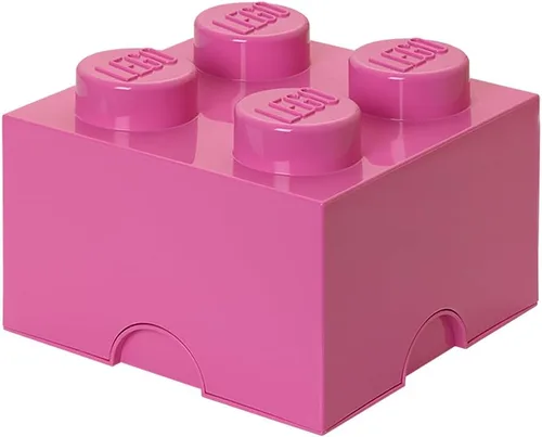 Miniatura 15 de LEGO - Ladrillo de almacenamiento con 4 tachuelas, color gris oscuro, caja de almacenamiento apilable de plástico con tapa para niños y adultos