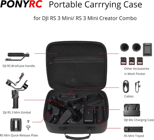 Miniatura 3 de RS 3 Mini funda, bolsa de hombro de almacenamiento impermeable, funda de transporte de viaje para DJI RS 3 Mini/Creator Combo, cardán de 3 ejes