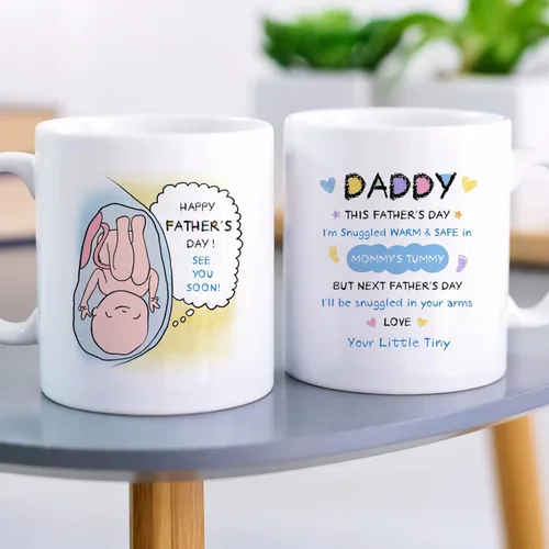 Miniatura 3 de Gossby Baby Bump - Taza de café personalizada para el primer día del padre para el futuro padre, marido de parte de la esposa, mensaje desde