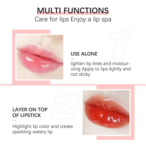 Miniatura 8 de GECOMO Aceite hidratante que brilla para labios, aceite hidratante para labios brillante, aceite nutritivo para labios transparente brillante, 017-#