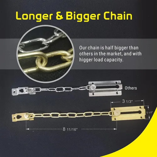 Miniatura 7 de Cadena de seguridad para puerta de latón sólido, seguridad para el hogar resistente, cadena de seguridad para cerradura de puerta de latón robusta
