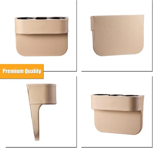 Miniatura 3 de BEIGE Organizador Multifuncional de Portavasos para Automóvil Organizador de Asiento de Automóvil Rellenador de Espacios Almacenamiento de Botellas