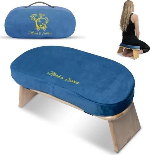 Miniatura 10 de Monk & Llama Banco de meditación – Taburete plegable y ergonómico de bambú – Perfecto banco Seiza silla de meditación para oración y viajes – Gris