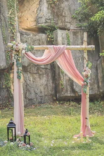 Miniatura 2 de Lookein Cortinas de arco para boda, fiesta, recepción, telón de fondo, cenador de boda, 3 paneles de 30 pulgadas de ancho, 6.5 yardas, rosa rosa