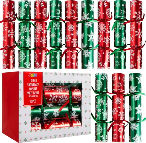 Miniatura 10 de JOYIN Paquete de 12 recuerdos de fiesta de Navidad sin broches con diseño de copo de nieve rojo y blanco con suministros de fiesta para niños