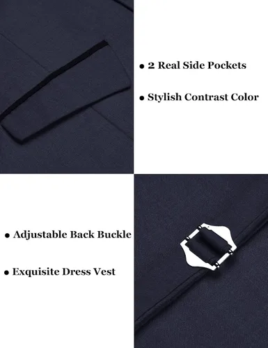 Miniatura 5 de COOFANDY Chaleco de traje de negocios para hombre chaleco de vestir ajustado chaleco de boda