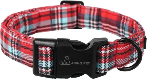Aring Pet Collar navideño para perro, lindo, ajustable, de algodón, para cachorros, perros pequeños, medianos y grandes, rojo a cuadros Z: cuadros