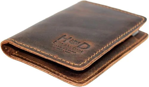 Miniatura 4 de Hide & Drink, Cartera plegable de cuero, capacidad para hasta 8 tarjetas más billetes plegados, cartera minimalista de viajero, organizador, cartera