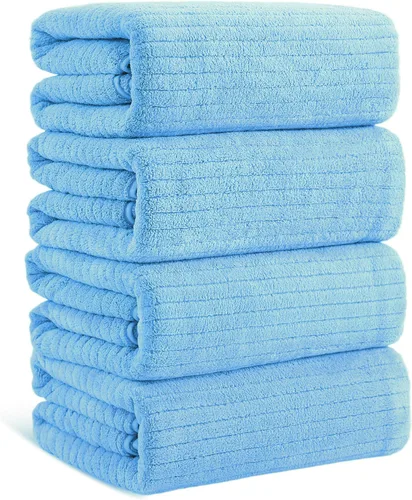 Miniatura 26 de Mistyrose Toalla de diseño acanalado (verde, toallas de baño de 4 piezas)
