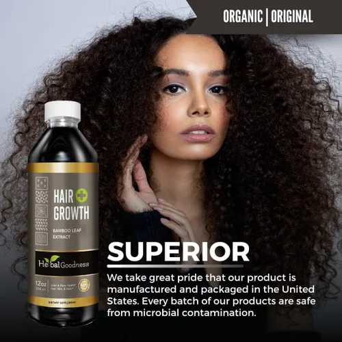 Miniatura 2 de Hair Growth Plus 12oz – Producto de bambú para el cabello con colágeno, queratina y vitaminas para mujeres y hombres – Cabello saludable, piel