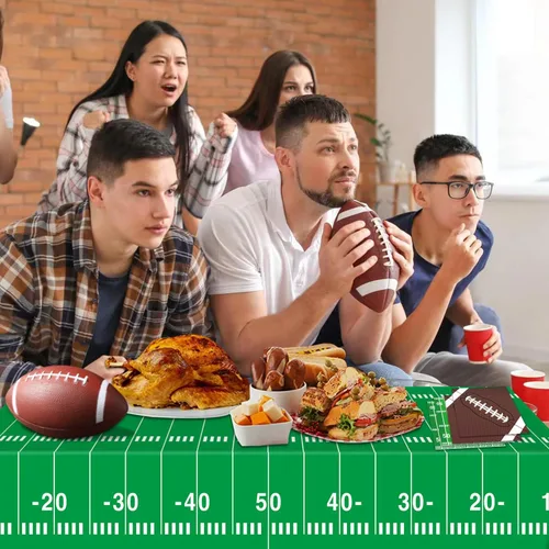Miniatura 6 de Juego de 96 piezas de suministros para fiestas de fútbol americano, platos y servilletas, juego de vajilla, decoraciones para fiestas temáticas