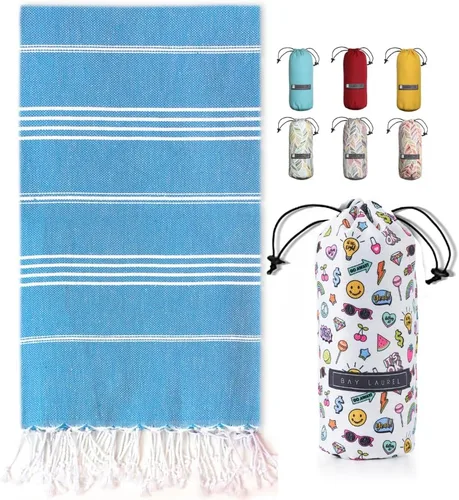 Miniatura 13 de BAY LAUREL Toalla de playa turca con bolsa de viaje, 39 x 71 pulgadas, de secado rápido, sin arena, ligera, grande, toallas de gran