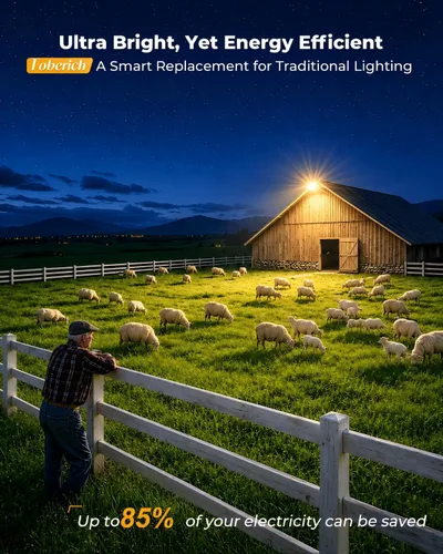 Miniatura 2 de toberich Luz LED de granero, 150 W, 20000 lúmenes, luces de área de patio, iluminación al aire libre del atardecer al amanecer, con fotocélula