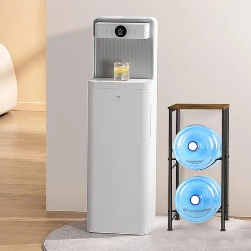 Miniatura 4 de MOOACE Estante para jarra de agua de 3 niveles, organizador de 5 galones con estante superior de almacenamiento, color negro