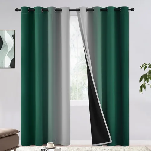 Miniatura 29 de COSVIYA - Cortinas 100% opacas y visillos con ombre, cortinas negras de 63 pulgadas de largo, 2 paneles, cortinas de oscurecimiento total
