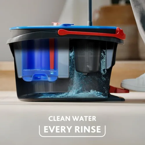 Miniatura 7 de O-Cedar EasyWring RinseClean Sistema de limpieza de suelos con cubo y fregona giratoria de microfibra con sobres de cítricos y lavanda