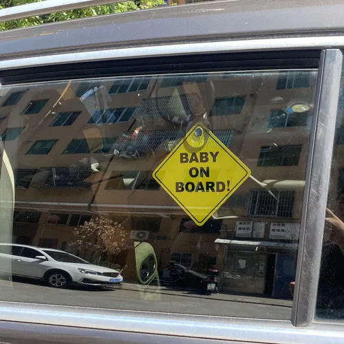 Miniatura 6 de Adhesivo de bebé a bordo para automóviles, 2 unidades, letreros de advertencia de bebé a bordo con ventosas, duraderas y fuertes sin residuos