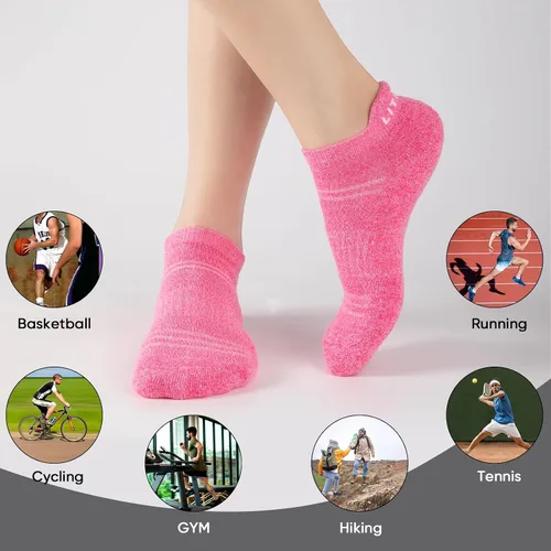 Miniatura 6 de calcetines tobilleros para mujer, 6 pares de calcetines deportivos con suela acolchada