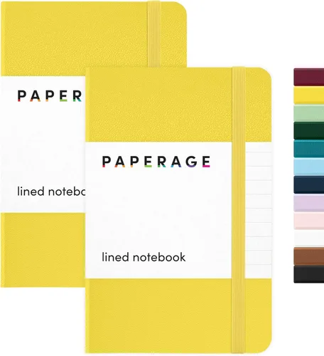 Miniatura 9 de Juego de 2 cuadernos blocs de notas de bolsillo pequeño, pauta universitaria, 3.7 x 5.6 pulgadas, minidiario de tapa dura, papel grueso de 3.5 Negro