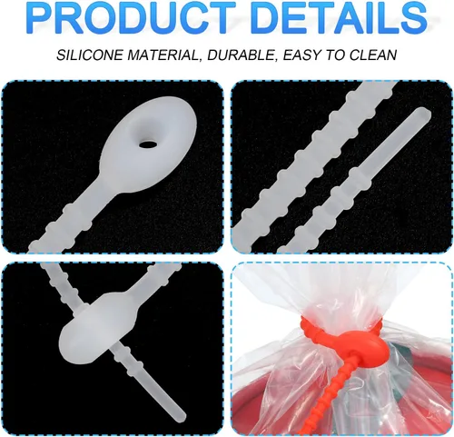 Miniatura 4 de MECCANIXITY Paquete de 12 bridas de silicona reutilizables de 6 pulgadas para el hogar, oficina, cocina, organizador de bolsas de alimentos, gestión