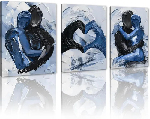 Miniatura 19 de Novatique 3 piezas de arte de pared sexy en blanco y negro para parejas desnudas, decoración de pared abstracta de amor para mujeres y hombres, arte