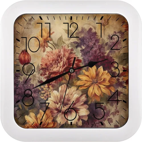 Miniatura 13 de 10" Square Modern Wall Clock,Animal Patterns Print Kitchen Clocks Wall Battery Operated,Silent Non Ticking Unique Funny Cute Wall Clock for Living