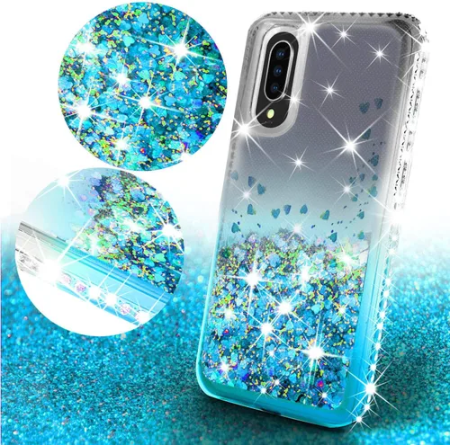 Miniatura 2 de Funda compatible con Huawei P30, con [protector de pantalla de vidrio templado] SOGA Diamond Liquid Quicksand Cover Cute Girl Women Phone Case