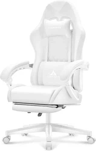 Miniatura 10 de Silla para Videojuegos, Silla de Oficina Ergonómica con Masaje, Asiento de Computadora con Reposapiés, Cojín de Muelles de Bolsillo, Silla