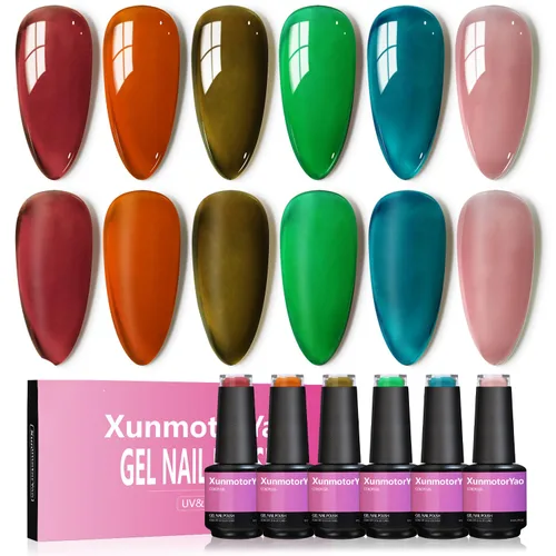 Miniatura 21 de Juego de esmaltes de uñas de gel, 6 colores, color rosa nude, kit de esmalte de uñas LED UV, kit de uñas Minicure para bricolaje, arte de uñas