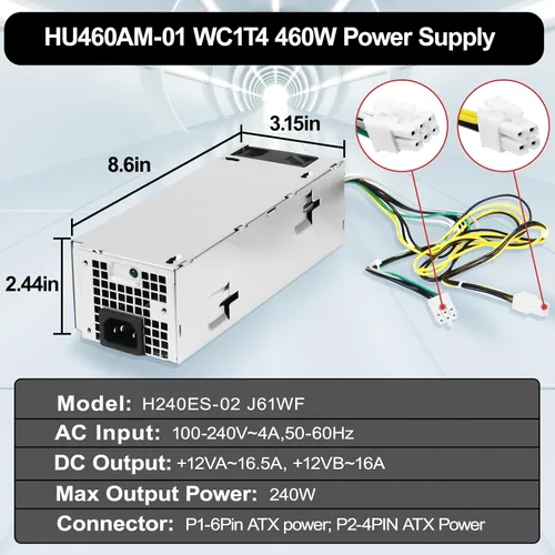 Miniatura 4 de LXun Fuente de alimentación L240ES-00 H240ES-02 B240AM-02 240w PSU compatible con Dell OptiPlex 3050 5050 7050 Mini Tower J61WF DK87P F484X DW3M7