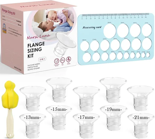 Miniatura 10 de Kit de Dimensionamiento de Brida Nursi Luna 3 en 1 con 8 Piezas de Insertos de Brida 15/17/19/21mm, Kit de Insertos de Brida de Silicona