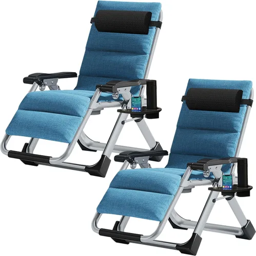 Miniatura 21 de Silla de gravedad cero, sillón reclinable de césped, tumbona reclinable para patio, tumbona plegable portátil con cojín suave desmontable, soporte