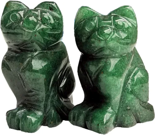Miniatura 8 de 2 piezas de cristales de labradorita negra natural y piedras curativas, figuras de gato de la suerte talladas en bolsillo, coleccionables de 1.5