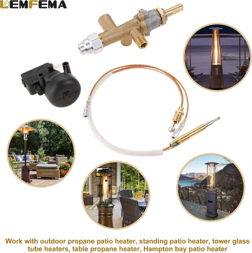 Miniatura 8 de Reparación de calentador de patio de gas propano, piezas de repuesto para sensor de termopar y controles de interruptor de volcado, kit