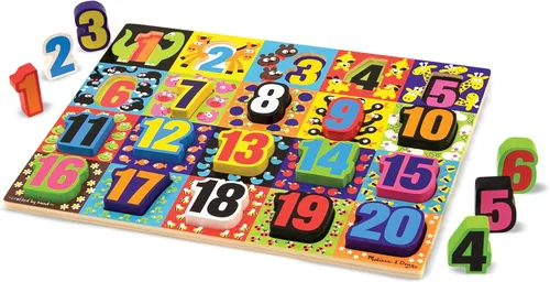 Miniatura 4 de Melissa & Doug – Rompecabezas de madera de piezas grandes de números jumbo (20 piezas)