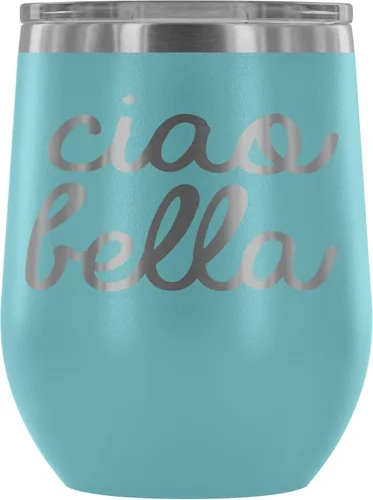 Miniatura 2 de Ciao Bella - Vaso de vino aislado con tapa, copa de vino de acero inoxidable sin tallo de 12 onzas, taza de viaje aislada al vacío de doble pared