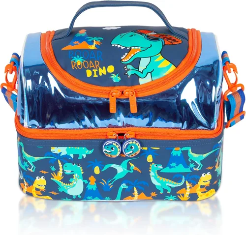 Miniatura 23 de Bolsa de almuerzo aislada de doble piso para niños, bolsa de comida grande para el regreso a la escuela, para niños, niñas, hombres y mujeres
