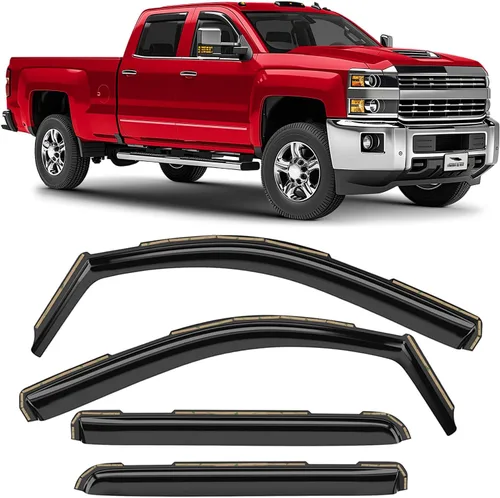 Voron Glass Protectores de lluvia extra duraderos en canal para Chevrolet (Chevy) Silverado 2500HD/3500HD 2015-2019 Crew Cab, deflectores de Para