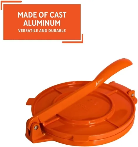Miniatura 3 de IMUSA USA Prensa de tortilla de aluminio de 8 pulgadas, color naranja