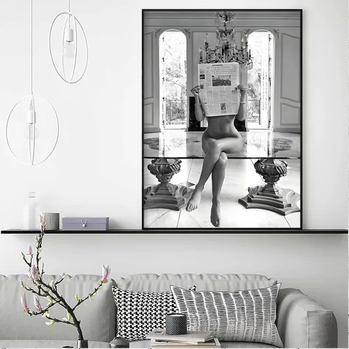 Miniatura 3 de Arte de pared en blanco y negro, cuadro vintage en blanco y negro, póster de periódico retro en blanco y negro, arte de pared preparado en blanco