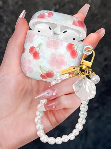 Miniatura 15 de Funda para AirPods Pro/Pro 2 con llavero de perlas, diseño de concha con purpurina para niñas, bonita y elegante funda Kawaii para Apple