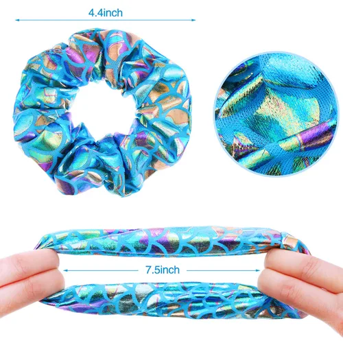 Miniatura 3 de WILLBOND 20 bandas elásticas de lentejuelas brillantes y metálicas para el cabello, cuerdas brillantes, elásticas de sirena, colores brillantes