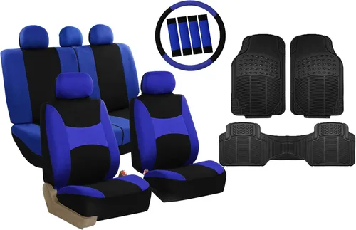 Miniatura 20 de Fundas para asientos FH GROUP FH-FB030115 de tela liviana y aireada, con división para airbag, set combinado menta/negro: funda de volante, Beige