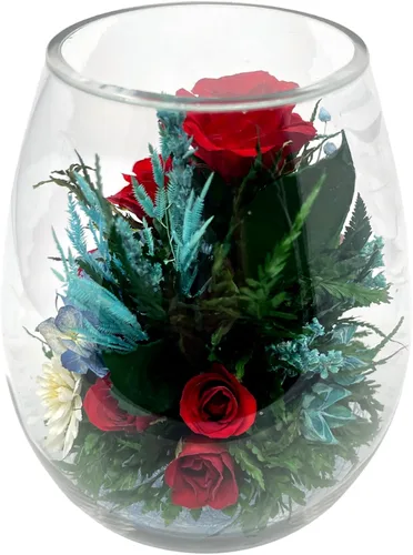 Miniatura 5 de Fiora Flower Rosas preservadas y arreglo floral en jarrón de vidrio sellado Dura hasta 5 años Regalo elegante para bodas, cumpleaños y Rojo