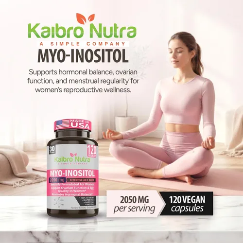 Miniatura 2 de Kaibro Nutra Suplemento de mio-inositol, mio-inositol y D-chiro inositol proporción 40:1, equilibrio hormonal y apoyo ovárico para mujeres