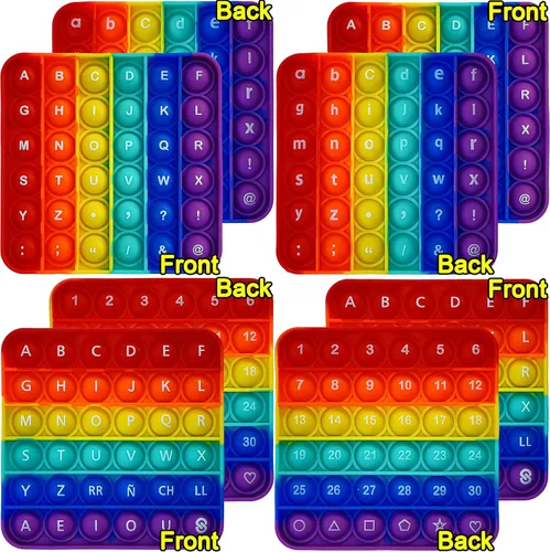 Juguetes de dedo Pop del alfabeto Letras ABC Números Juguetes de aprendizaje y educativos Juguetes sensoriales cuadrados Juegos de Pop Regalos para