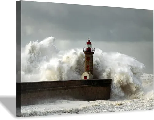 Miniatura 8 de Hardy Gallery Lienzo impreso con diseño de camino de playa: lienzo con imagen del océano costero, arte de pared tamaño pequeño para baño