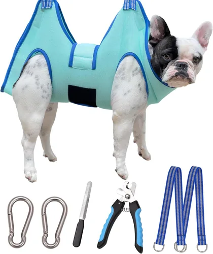 Kkiimatt Hamaca de aseo para perros, soporte de arnés colgante para perro mediano para cortar uñas, hamaca de corte de uñas, bolsa de sujeción con