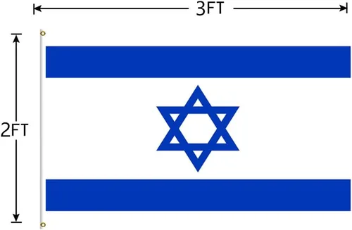 Miniatura 2 de Nacilerto Bandera de Israel de 2 x 3 pies, colores vivos, doble costura de poliéster, banderas nacionales israelíes con 2 ojales de latón.